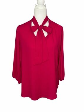 Veronica M Tie V-Neck Blouse Pink